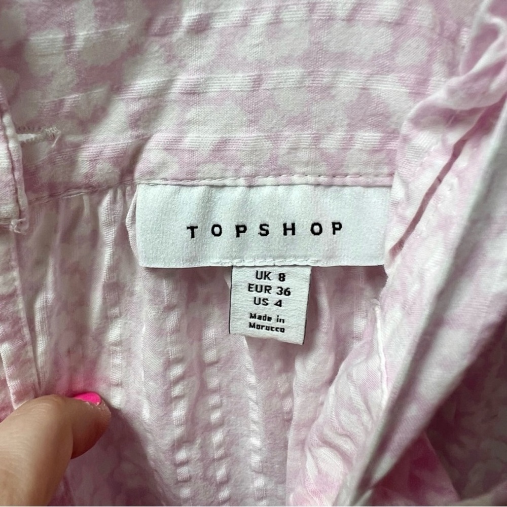 Topshop Textured Smock Mini Dress in Pale Pink Animal Print - Picture 7 of 7